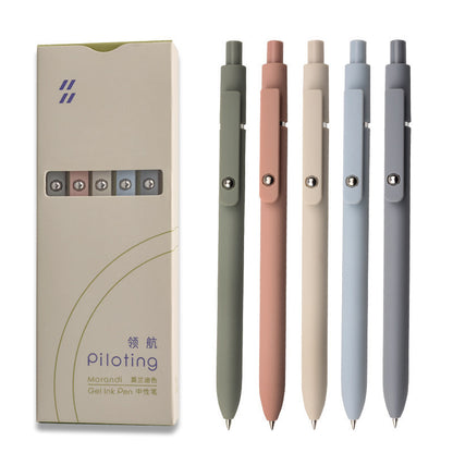 Retractable Fine Point Gel Pens, 6 Pack, Morandi Barrels, Fast Dry Ink, Cute Aesthetic Pens for Journaling