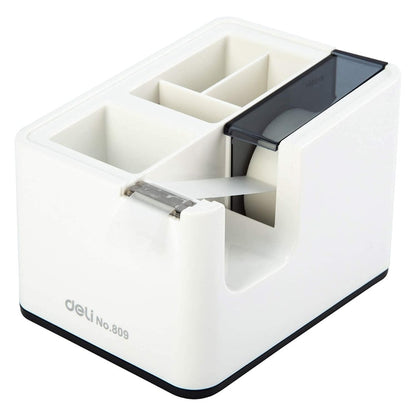 Deli 4 Compartment Multifunctional Mini Desk Organizer with Tape Dispenser