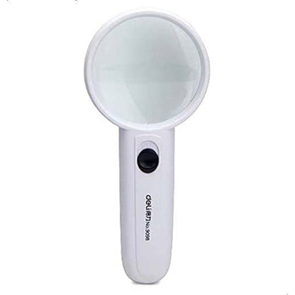 Deli Magnifying Glass With LED Light, 60 Mm - White