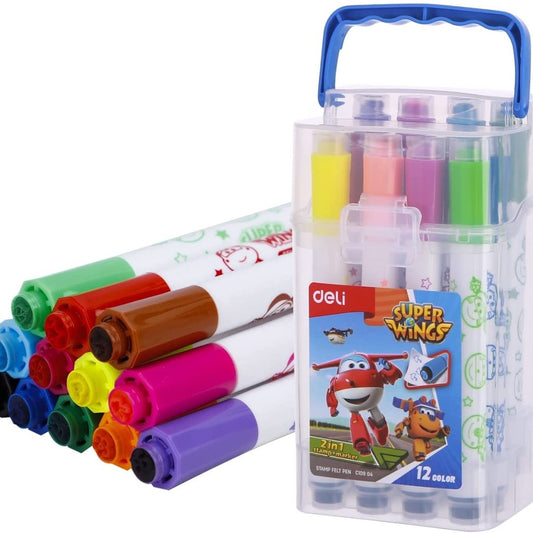 Deli Super Wings Stamp+Marker Pack Of 12