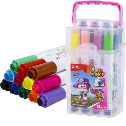 Deli Super Wings Stamp+Marker Pack Of 12