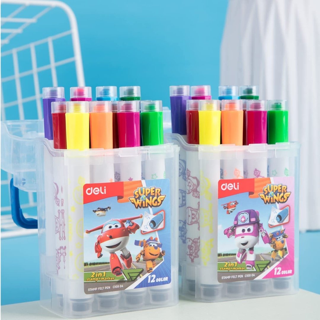 Deli Super Wings Stamp+Marker Pack Of 12