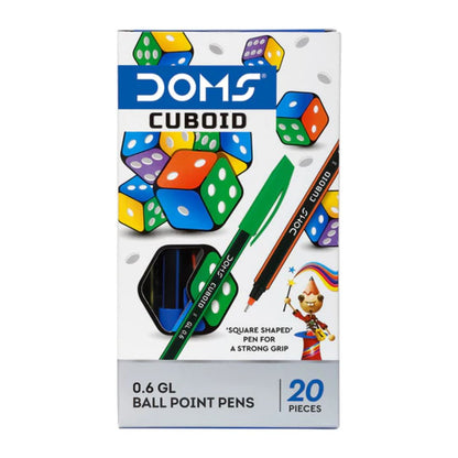 Doms Cuboid 0.6mm Ball Point Pens Pack Of 20