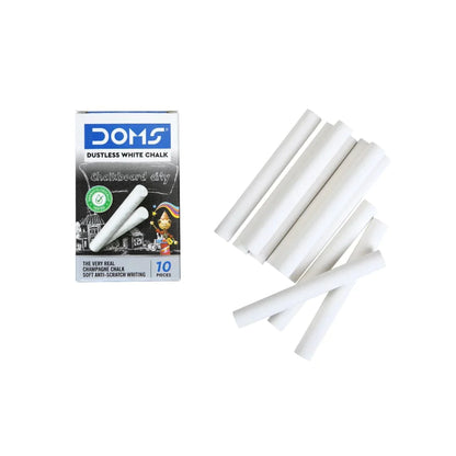 Doms Dustless Chalk White Pack Of 10Pcs