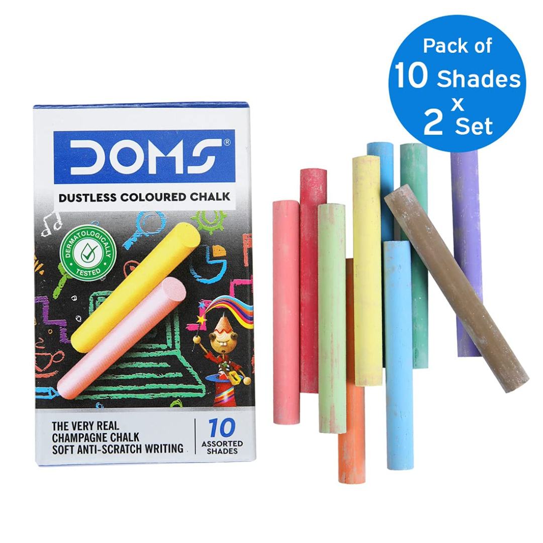 Doms Dustless Coloured Chalk Pack Of 2