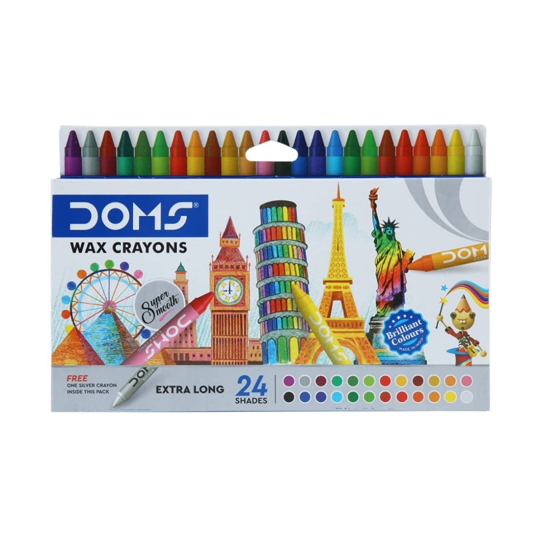 DOMS Non-Toxic Extra Long Wax Crayon Set in Cardboard Box