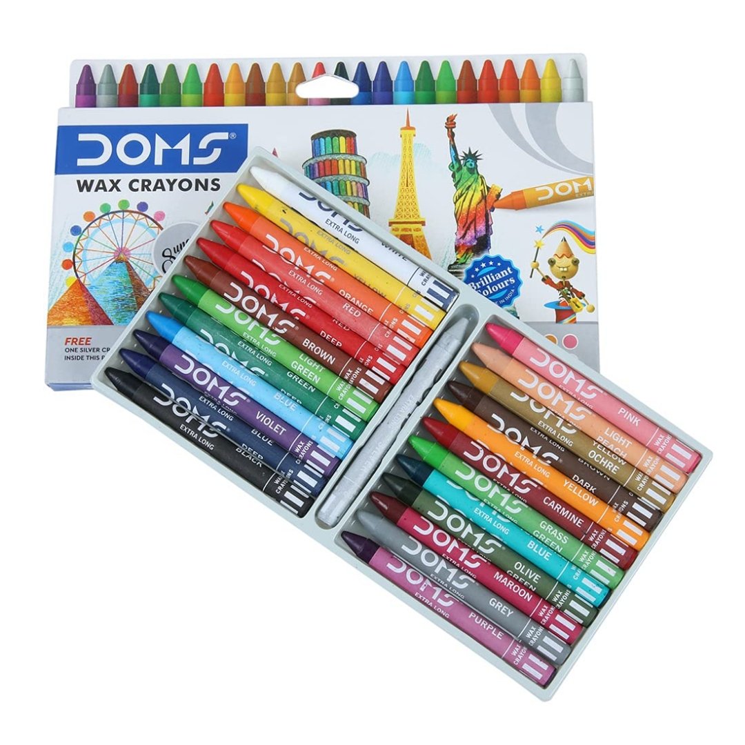 DOMS Non-Toxic Extra Long Wax Crayon Set in Cardboard Box