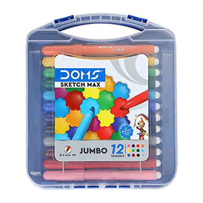 DOMS Sketch Max Non-Toxic Jumbo Sketch Pen Set with Plastic Carry Case