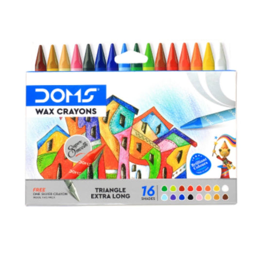 DOMS Triangle Extra Long Wax Crayons 16 Shades