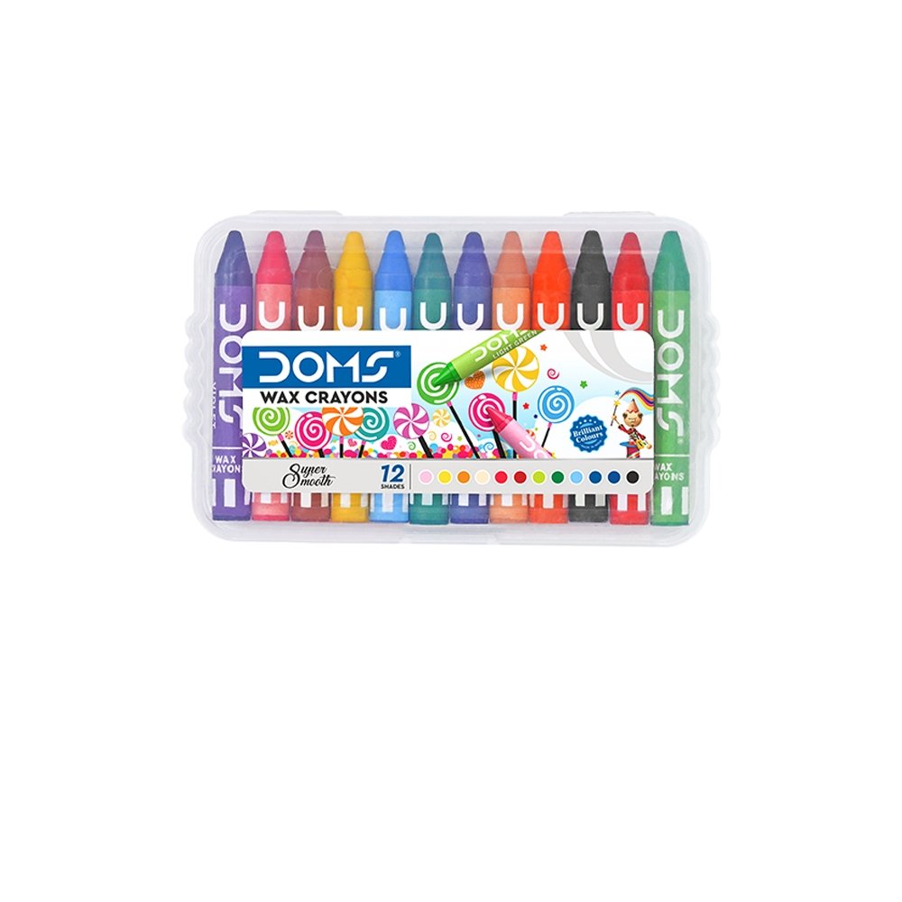 DOMS Wax Crayons Plastic Pack 12 Shades