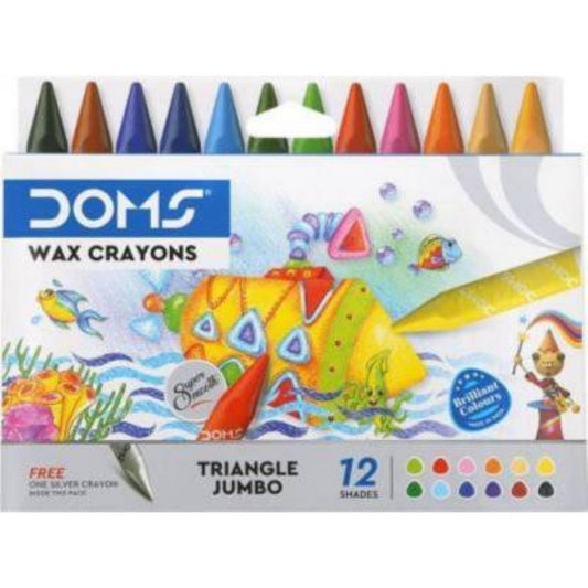 Doms Wax Triangle Jumbo Wax Crayons 12 Shades