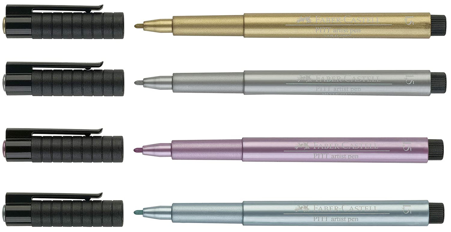 Faber Castell 4 Pitt Artist Pens Metallic