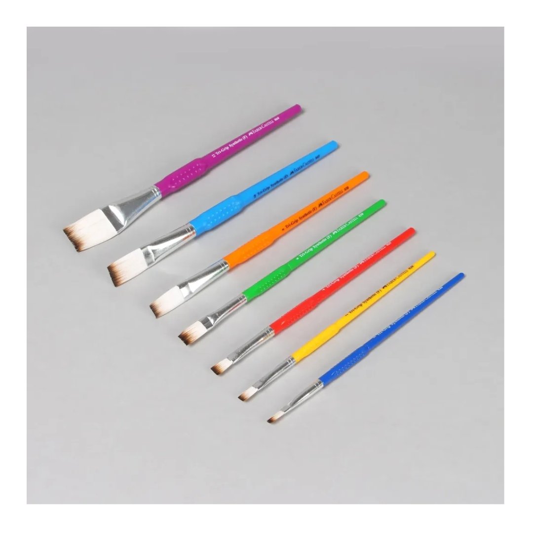 Faber-Castell 7 Flat Tri-Grip Brushes (Synthetic Hair)