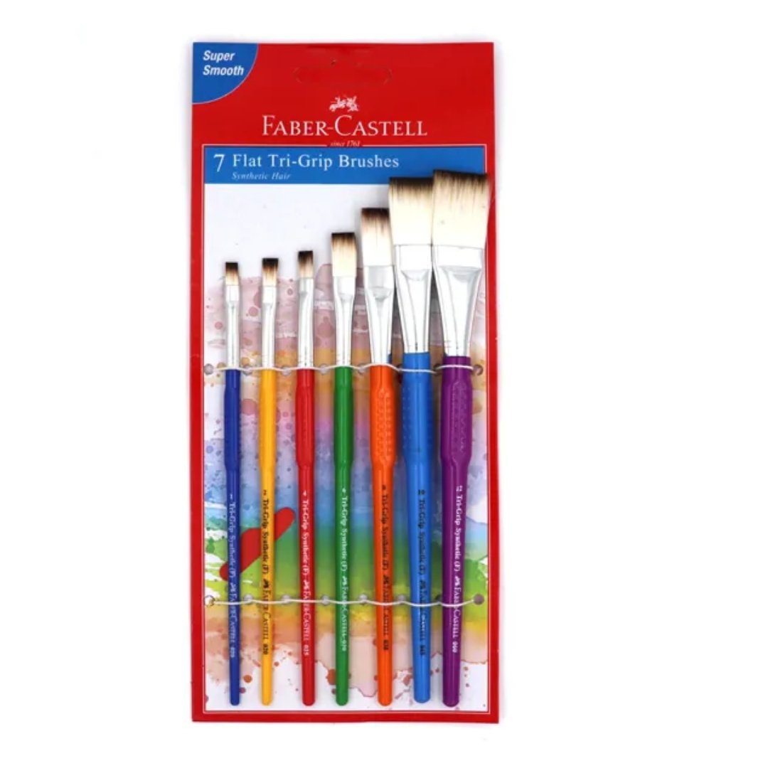 Faber-Castell 7 Flat Tri-Grip Brushes (Synthetic Hair)