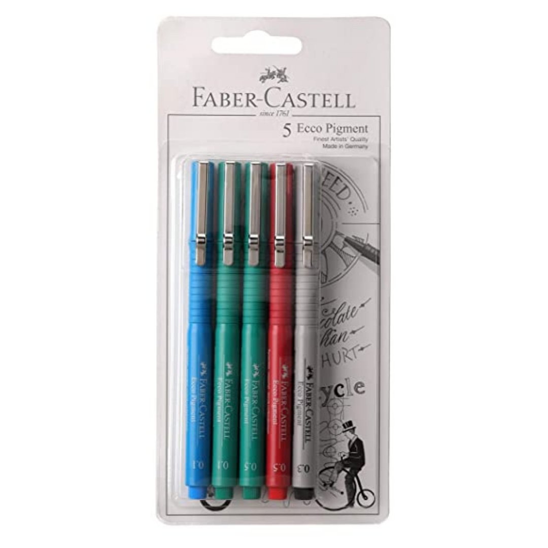 Faber-Castell Ecco Pigment Fibre Tip Pen (0.1/0.3/0.5/0.5/0.1)