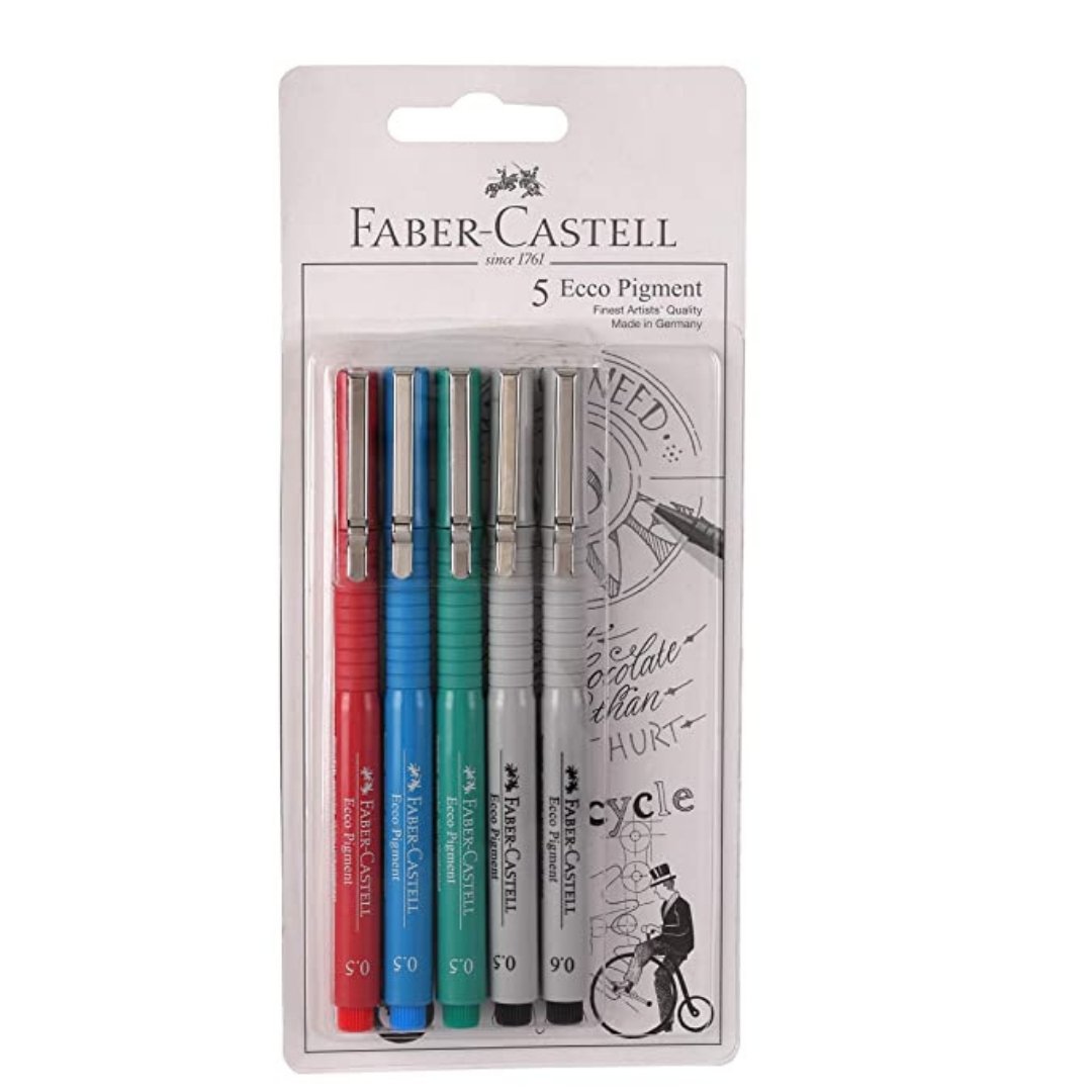 Faber-Castell Ecco Pigment Fibre Tip Pen-Pack Of 5