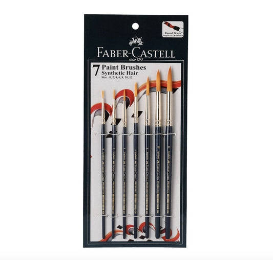 Faber-Castell Paint Brush Set - Round, Pack of 7 (Navy Blue)