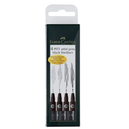 Faber Castell Pitt Artist Colour Pen Set - Pack of 4, XS, S, F, M