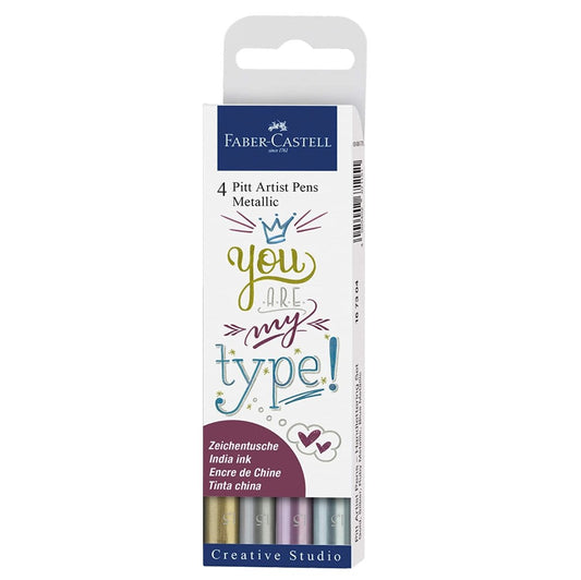 Faber-Castell Pitt Artist Pen Set - Pack of 4 (Metallic)