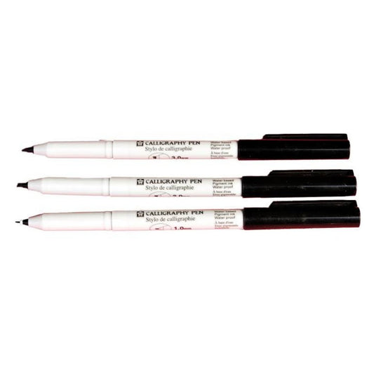 Sakura Calligraphy Pens Black Pack of 3 (1mm, 2mm, 3mm)