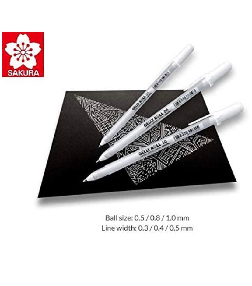 Sakura Gelly Roll White Gel Pens